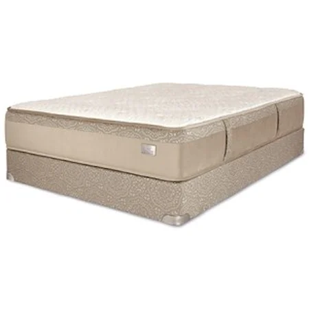 Queen 13" Firm Encased Coil Luxury Mattress and Chattam and Wells Tan Foundation